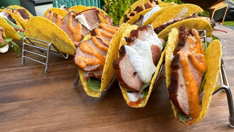 Tafelspitz Tacos – gesmoktes Kalbs Tafelspitz als Fingerfood vom Grill