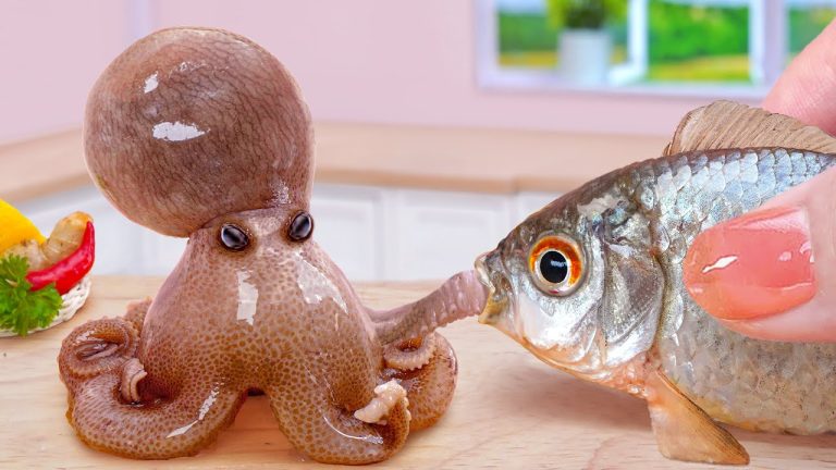 Top Seafood Recipes 🐙 Miniature Delicious Baby Octopus Grilled Lemon 🍋 Tina Mini Cooking