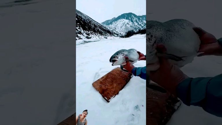 Grilled fish in cold snow#food #fishrecipes #cooking #mybushcraftnhat #seafoodrecipes #thanhngalife