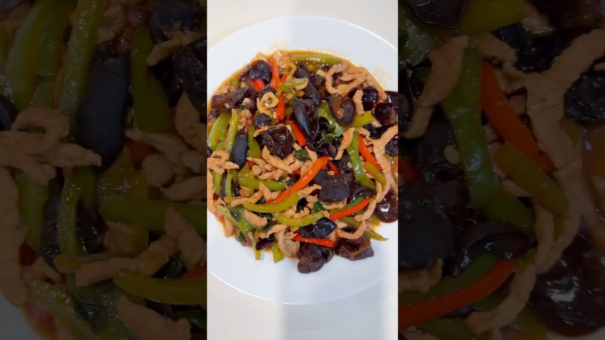 Easy Recipe | Stir-fried meat with peppers and flake wood ear #cooking #delicious #food