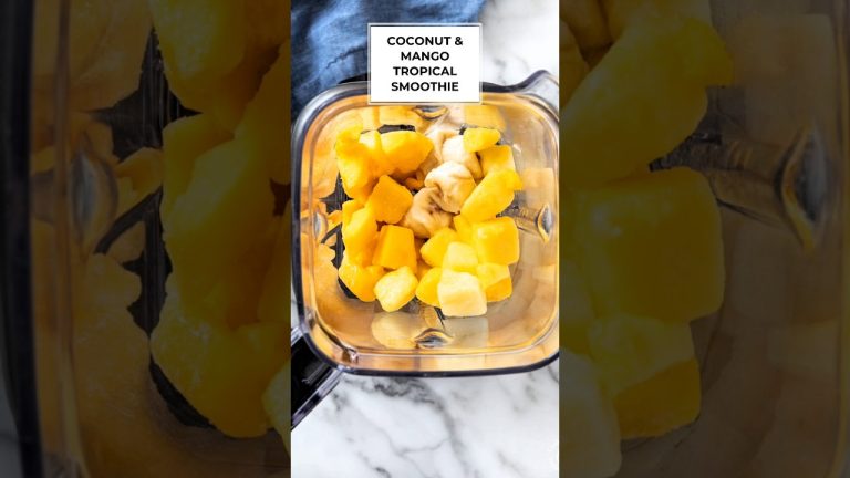 COCONUT & MANGO TROPICAL SMOOTHIE|Tropical Smoothie Recipes – Healthy Fruity Smoothie #short