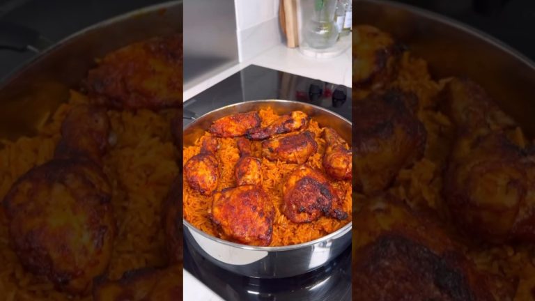 Jolof and Fried Chicken #food #cooking #reels #shortvideo #recipe #howto
