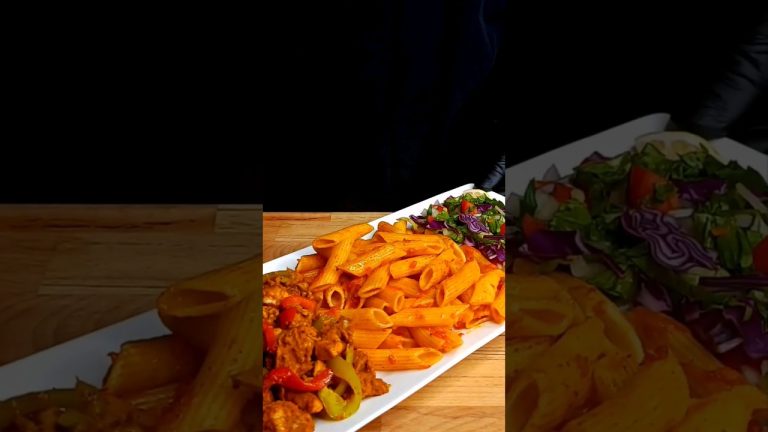 Italian pasta with spicy fried chicken and salad #asmr #cooking #shorts #recipe