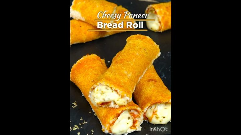 Cheesy paneer bread roll recipe ; famous tasty, crunchy fast food recipe