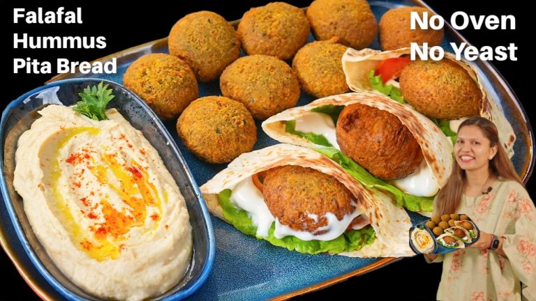 Falafal Hummus and Pita bread Recipe | फलाफल हम्मस और पीटा ब्रेड बिना ओवन के बिना यीस्ट के | Kabita