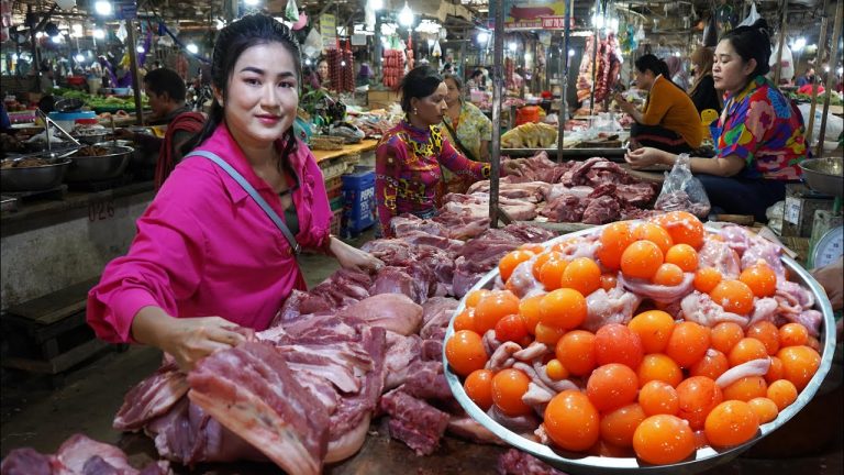 Market show: Buy chicken ovary and pork for cooking – Yummy chicken ovary recipe