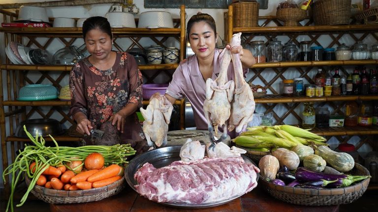 Sreypov Life Show: Free and fresh ingredient around home is collected for cooking – Family food