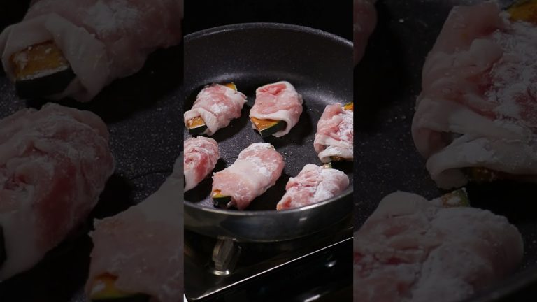 かぼちゃの肉巻き #shortsvideo #shortvideo #料理 #cooking #簡単レシピ #おつまみ #名古屋中央卸売市場 #丸進青果 #旬をすぐに #安価 #かぼちゃ ＃レンチン