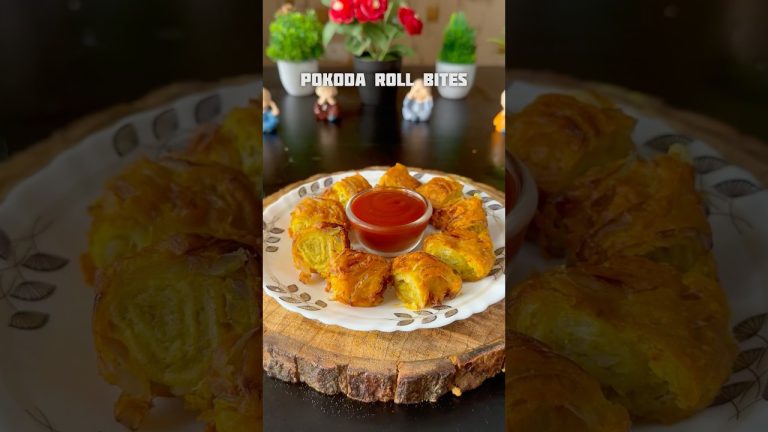 Trending recipe of crunchy Pakoda Roll Bites #shorts #snacks #recipe #bread #potato