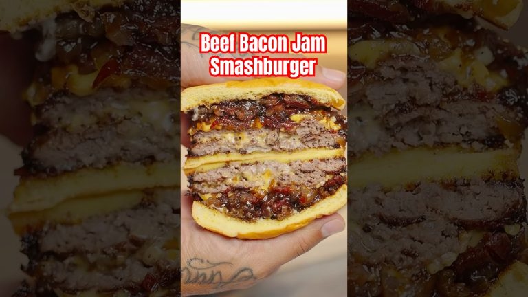 Beef Bacon Jam Smashburger #burger #burgerrecipe #smashburger #baconjam #tftibbq #wagyubeef #recipe