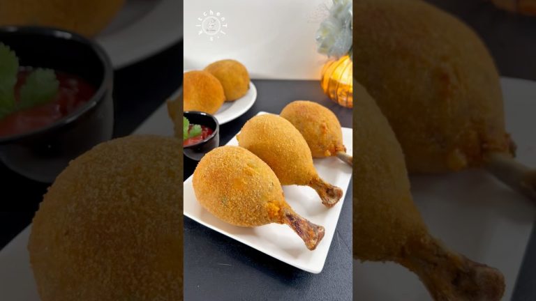 Crispy Potato & Cheesy Chicken ||  Cheesy Chicken Drumstick Recipe #shorts #asmr #cheesychicken