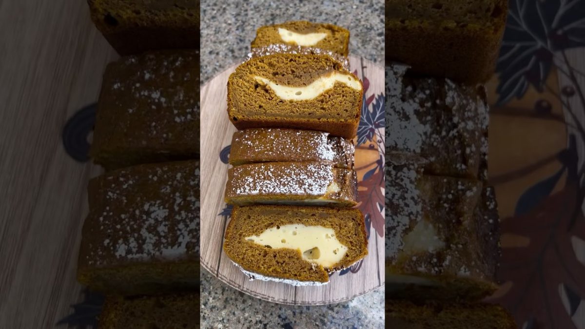 Pumpkin Cream Cheese Bread (Full Recipe) #cake #pumpkin #creamcheese #fyp #shorts #asmr