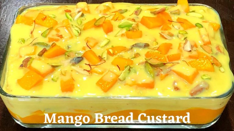 Mango Bread Pudding Recipe – Bread Pudding With Custard Powder – How To Make Bread Pudding At Home