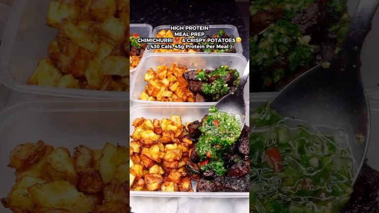 Chimichurri Steak & Crispy Potatoes! Only 430 Calories! 🥩🥔🔥#food #shorts #highproteinrecipes