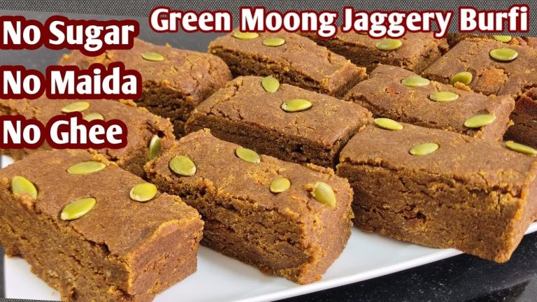 Green Moong Jaggery Burfi Without Ghee/Oil – Diwali Special Sweets Recipes / பச்சை பயறு பர்ஃபி