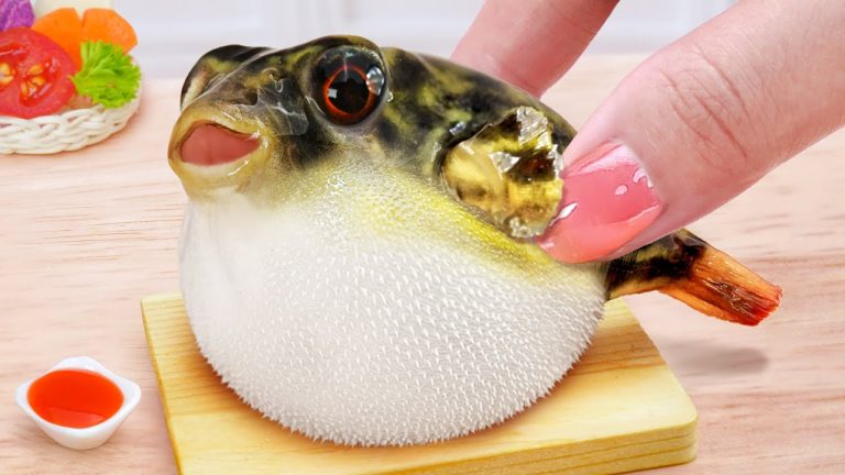 5000+ Japan Seafood Recipe 🍣 How To Cook Miniature Japanese Puffer Fish Fried 🐡 Tina Mini Cooking