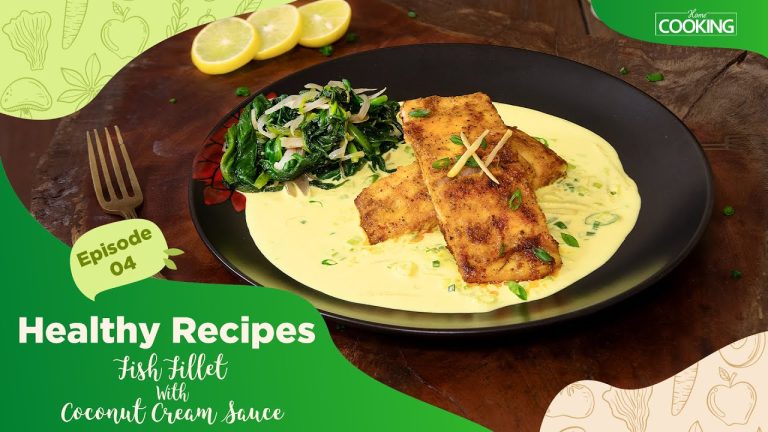 Weight Loss Recipes | Fish Fillet With Coconut Cream Sauce | Spinach stir fry | Healthy Recipes