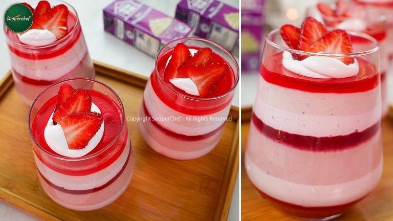 Multi Layered Strawberry Mousse Recipe | Iftar Dessert Recipes