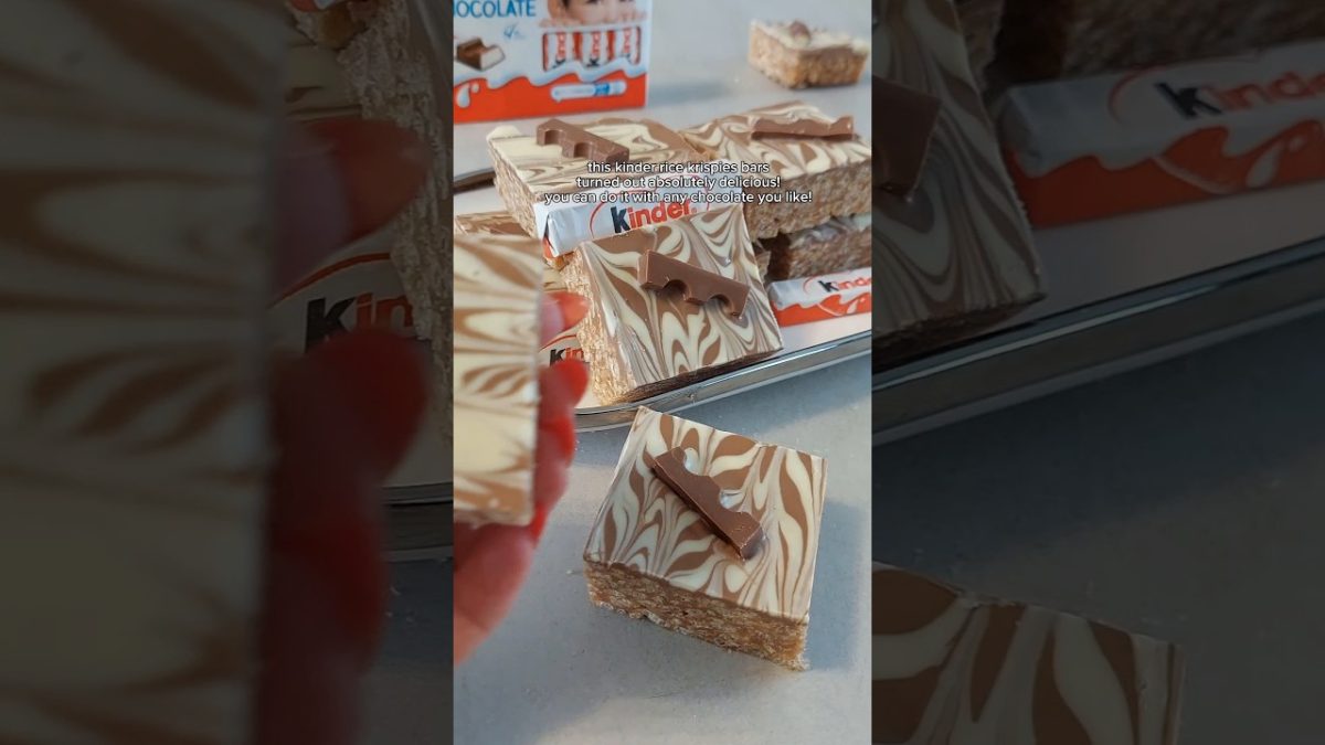 This no bake kinder rice krispies bars was absolutely delicious 😋 #shorts