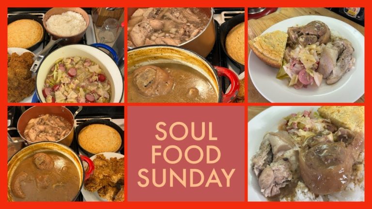 SOUL FOOD SUNDAY/Smothered Pork Hocks/Pigs Tails/Braised Cabbage&Hot Links/Buttered Rice/Cornbread