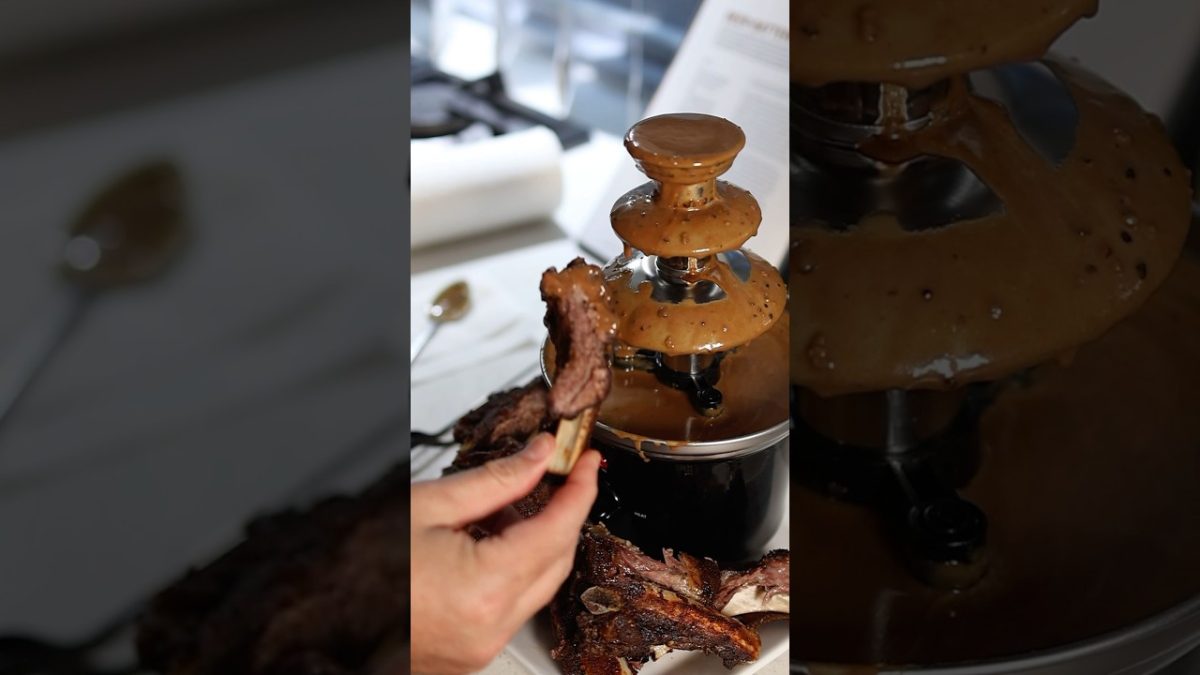 Steak peppercorn sauce in a fondue fountain!!!