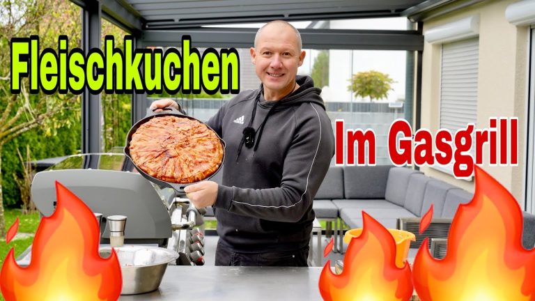 Fleischkuchen im Gasgrill / braten in der Pfanne  / Gasgrill