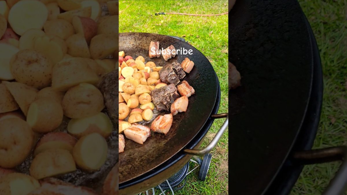 Discada in Weber kettle. #discada #pork #fire #kettle, #bbq