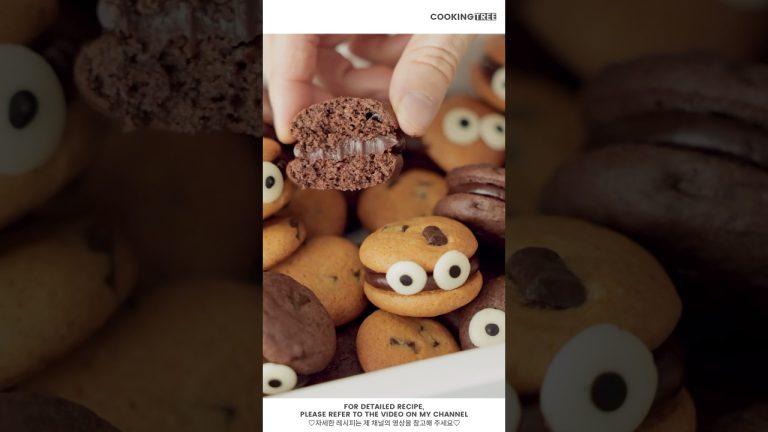 할로윈 귀요미 샌드 쿠키 [가나슈 초콜릿칩 쿠키 Halloween Ganache Chocolate Chip Cookies] #Shorts #Baking