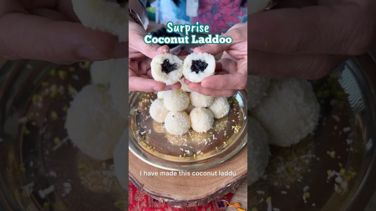 Coconut Laddoo with a surprise filling using Chilean Prunes !
