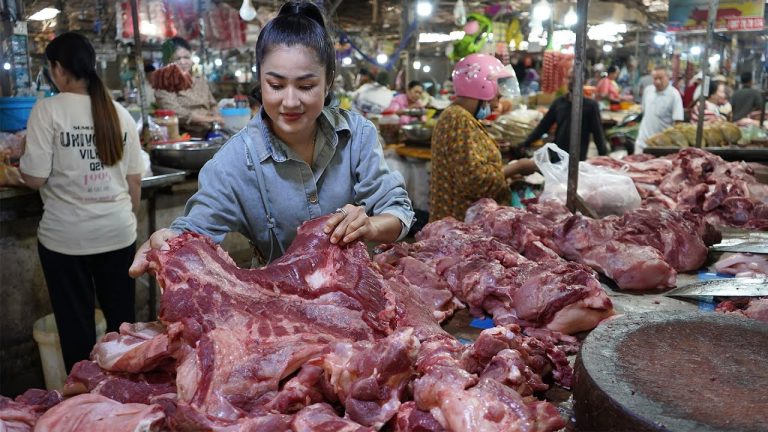 Market show: Buy pork from the market and cooking – Yummy pork recipe