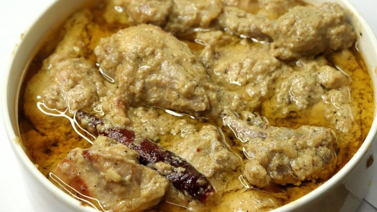 রেস্টুরেন্ট স্টাইলে চিকেন রেজালা | Restaurant Style Chicken Rezala Recipe | White Chicken Curry