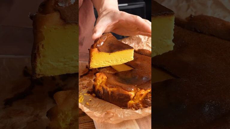 Halloween Squash white chocolate Basque Cheesecake 南瓜とホワイトチョコのバスクチーズケーキ #halloween #asmr #shorts