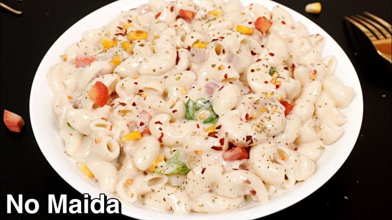 Healthy White Sauce Pasta Without Maida – No Maida Pasta | Cafe Style Pasta