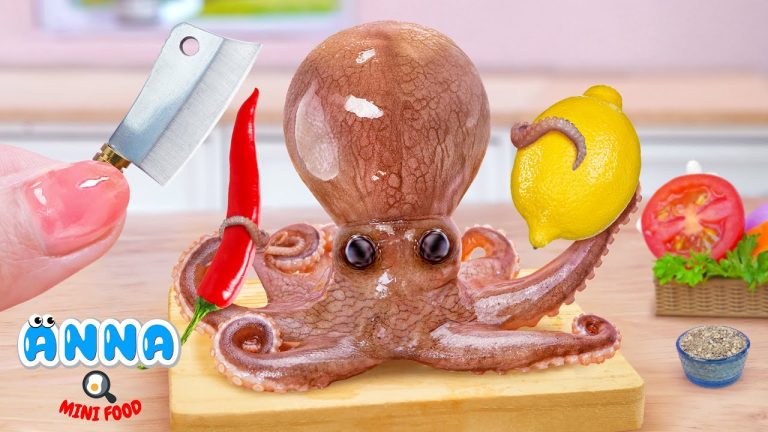 🐙 Best Delicious Cooking Miniature Octopus In Mini Kitchen 🐳 Seafood Recipes by Anna Mini Food