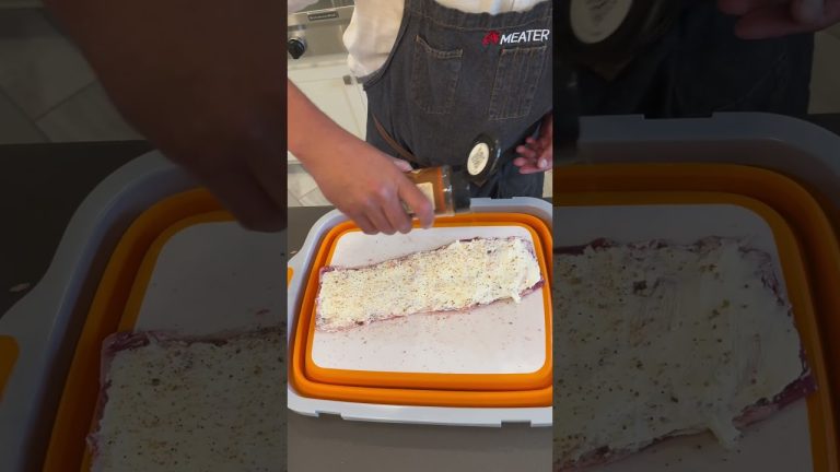 Iberico Pork Flank Steak Roll on the Traeger Grill