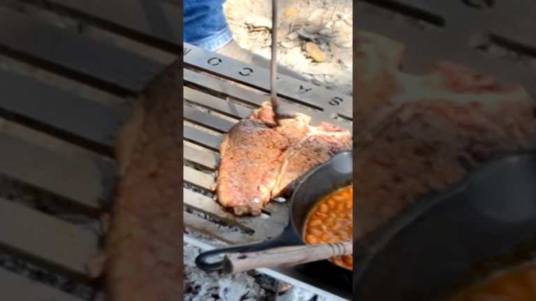 Live Fire Juicy T-Bone Steak #beef #fire #shorts