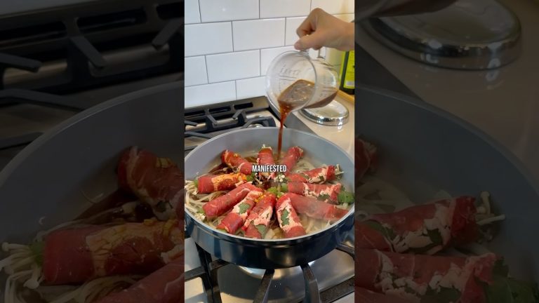 Enoki beef roll over rice #shorts