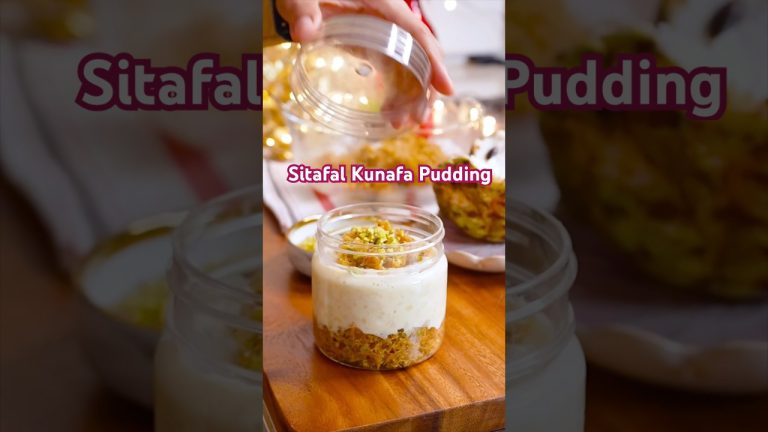 sitafal kunafa pudding – सीताफल (शरीफा) क़ुनाफ़ा पुडिंग- Sitafal Custard and Kunafa Dessert Jar