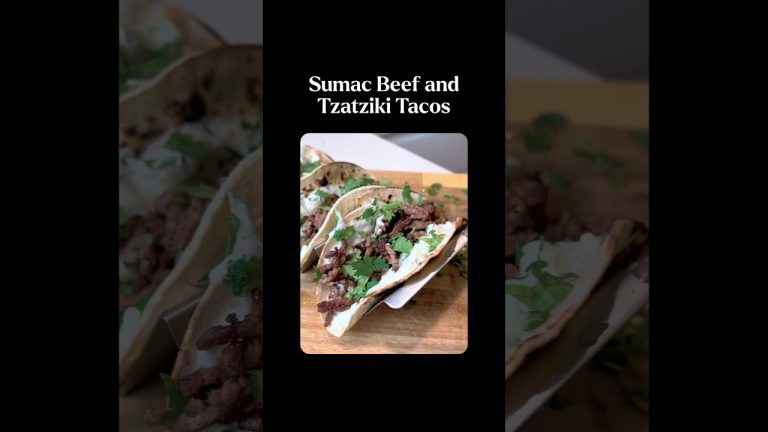 High protein, low calorie recipe: Sumac Beef and Tzatziki Tacos
