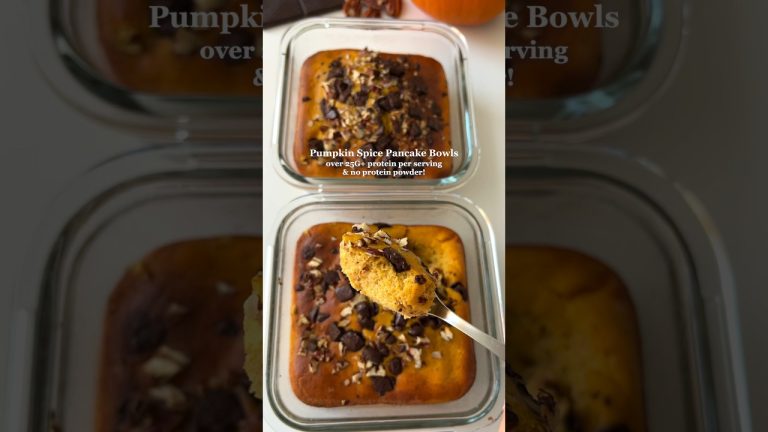 High-protein Pumpkin Spice Pancake Bowls😍 #mealprep #highprotein #healthyrecipes