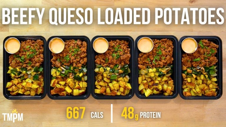 One of my Favorite Meal Prep Recipes Ever | Beefy Queso Loaded Potatoes