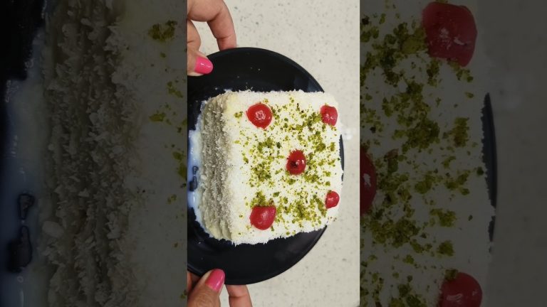 Fireless Malai Coconut Cake Mithai #shorts #viralvideo #trending #food #ytshorts #dessertrecipes