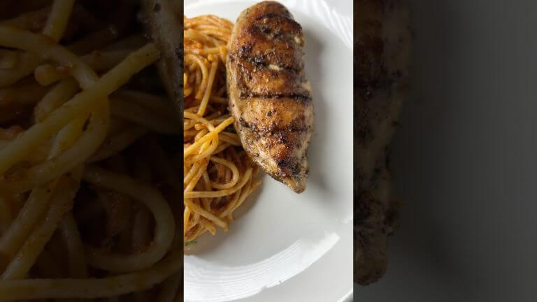 Craving Jollof spaghetti and pan seared chicken breast😋 #satisfied