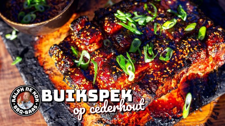 Chinees BUIKSPEK op een cederhouten plank! Plus GIVEAWAY!