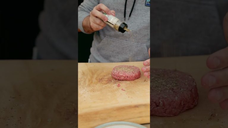 Festive Burger with Brussel Sprout Slaw and Pigs in Blankets  #teamtemperature #bbq #kamadojoe