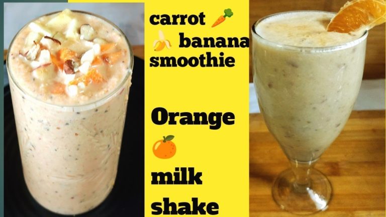 Two yummy healthy nutritious no added sugar smoothie/shake |carrot banana smoothie|orange milk shake