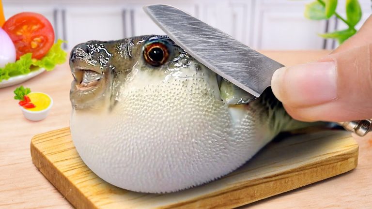 Yummy Miniature Cooking Seafood Puffer Fish Recipe 🐠 How To Baked Blow Fish in Mini Kitchen