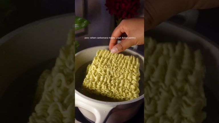 making a carbonara pasta with an Asian spin I spicy miso ramen carbonara