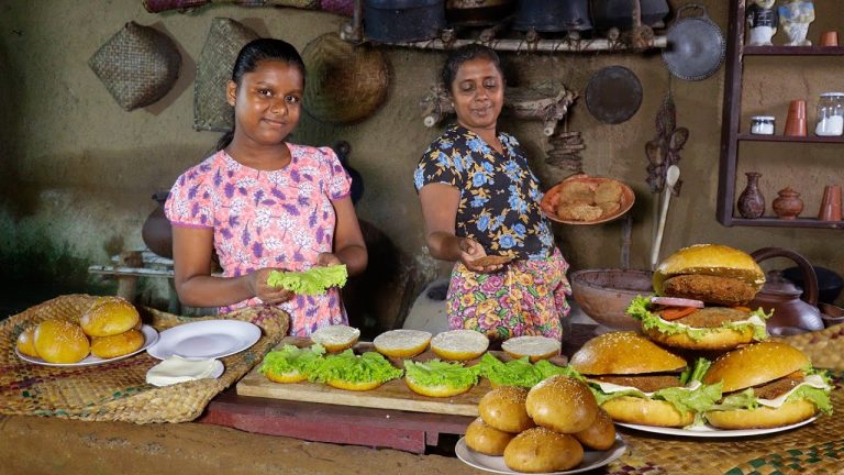 Burger buns 🍔 In this way, you can easily make burger buns in the wood stove .village kitchen recipe