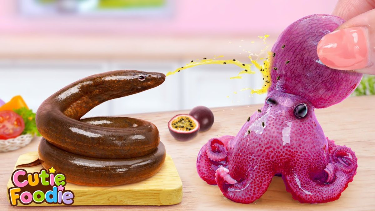 Seafood Recipes 🦑 ミニチュアタコサラダとパッションフルーツ 🐙 新鮮でジューシーな日本の料理 | Cutie Foodie Kitchen